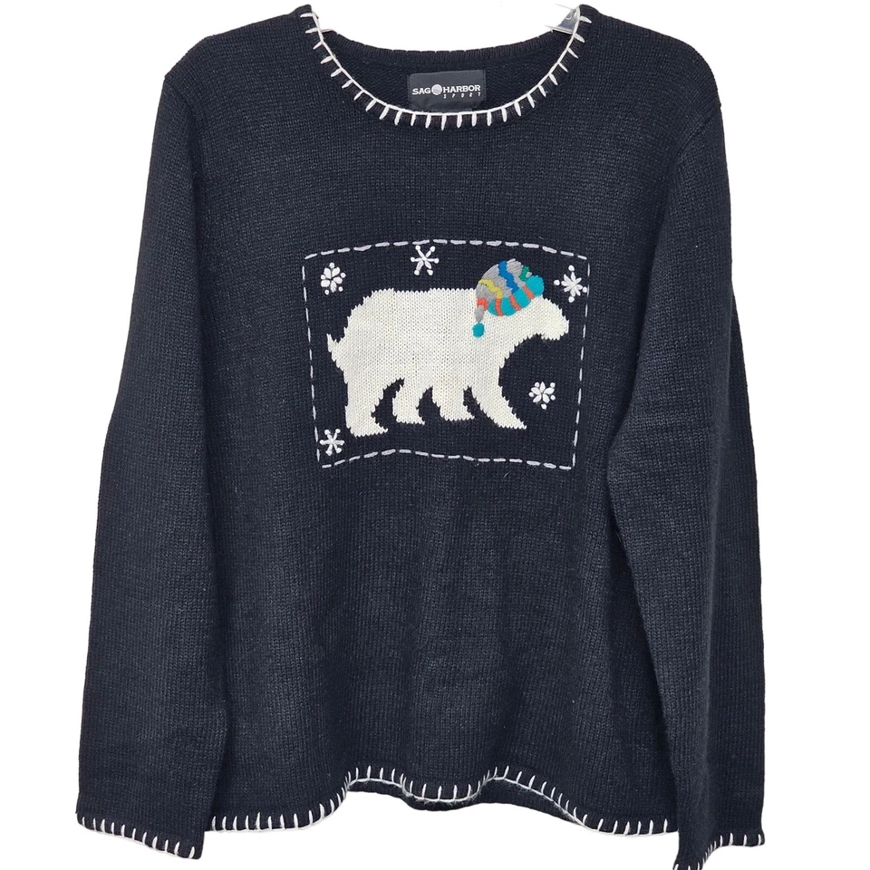 Sag Harbor Knit Round Neck Ugly Sweater Pullover Women's Size Large Whimsical - Image 1 of 4