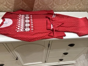Hanna Andersson Mujeres M Rojo Fair Isle Suéter Vacaciones Largo John Pijama Conjunto - Imagen 1 de 5