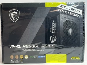 MSI MAG A850GL PCIE5 Black Fully Modular 850 Watts Gaming Power Supply - Afbeelding 1 van 12