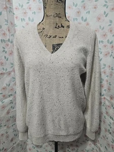 LOFT OUTLET, SUÉTER MUJER NUDE/DORADO ACRÍLICO BL CUELLO EN V, TALLA M - Imagen 1 de 8