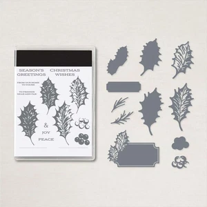 Leaves of Holly Metal Cutting Dies Clear Stamps Stencil Diy Scrapbooking Crafts - Picture 1 of 5