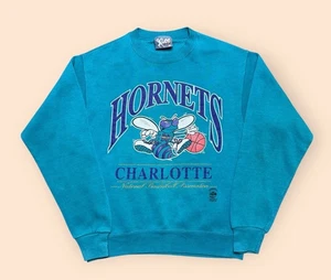 Vintage Charlotte Hornets 1990s Crewneck Women’s Large Teal Vtg 90s NBA - Picture 1 of 5