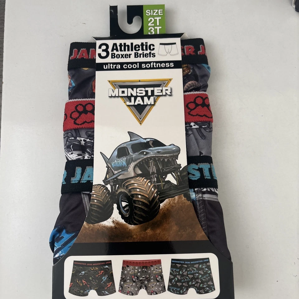 Monster Jam 3 包运动内裤尺寸 2t/3t — 第 1/1 张图片