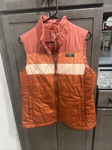 LL Bean Women’s Classic Mountain Puffer Vest Size Large Pink Salmon Cream - Picture 1 of 4