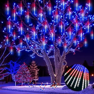 4th of July Decorations Outdoor, 16 Inch Red White and Blue Meteor Shower Lig... - Picture 1 of 6