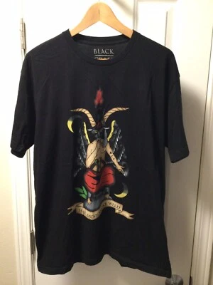 Camisa de culto artesanal negra para adulto “Hail Satan, Smoke Weed” L/xl Foto 1 de 4