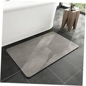 -Bath Mat Rug-Rubber Backing Non Slip Quick Dry Super Absorbent 16" x 24" Grey - Picture 1 of 7