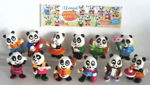 KINDER FERRERO SORPRESINE SERIE COMPLETA PANDA PARTY CAKE TOPPERS +1 CARTINA RAR