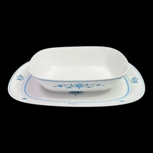 Blue Haven Noritake Oval Vegetable Serving Bowl Rectangle Serving Platter 9004 - Picture 1 of 20