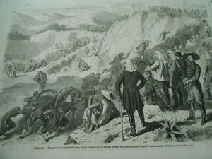 Gravure 1865 - Mexique Transport du matériel de siège devant Oajaca - Picture 1 of 1