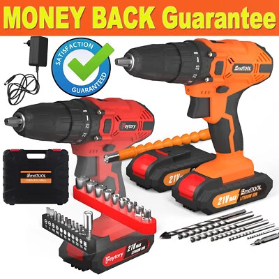 Fetory 2000W Akkuschrauber mit Li-Ion Akkus 100Nm 2-Gang Bohrschrauber Schrauber - Bild 1 von 4