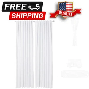 Modern Solid White Blackout Window Curtains with Convenient Back Tabs - 52"x84" - Picture 1 of 7