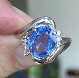 Sensational Unheated 3.91ct Blue Sapphire Platinum & Diamond Ring GIA - Picture 1 of 9