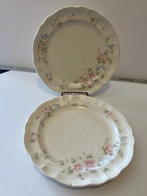 "Juego de 2 platos de rosa de té PFALTZGRAFF platos de cena vintage retirados EE. UU. 10 3/8""" Foto 1 de 4