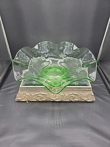 Vintage Green Depression Glass Center Piece for Fruit/Flowers/Candy 12"Diameter - Picture 1 of 9