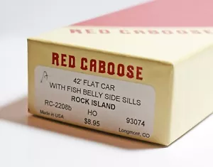 Red Caboose 42' Flat Car with Fish Belly Side Sills, Rock Island, HO Scale - Picture 1 of 3