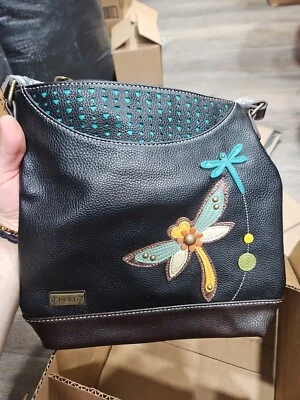 NEW CHALA DRAGONFLY SWEET MESSENGER CROSSBODY PURSE FAUX LEATHER BLACK - Image 1 of 4
