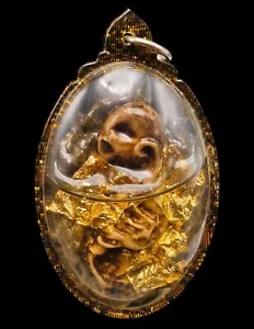 Spooky Glit Gold Oil Lope Maeo Luk Krok Gambling Fortune Haunted Amulet CK462 - Picture 1 of 11