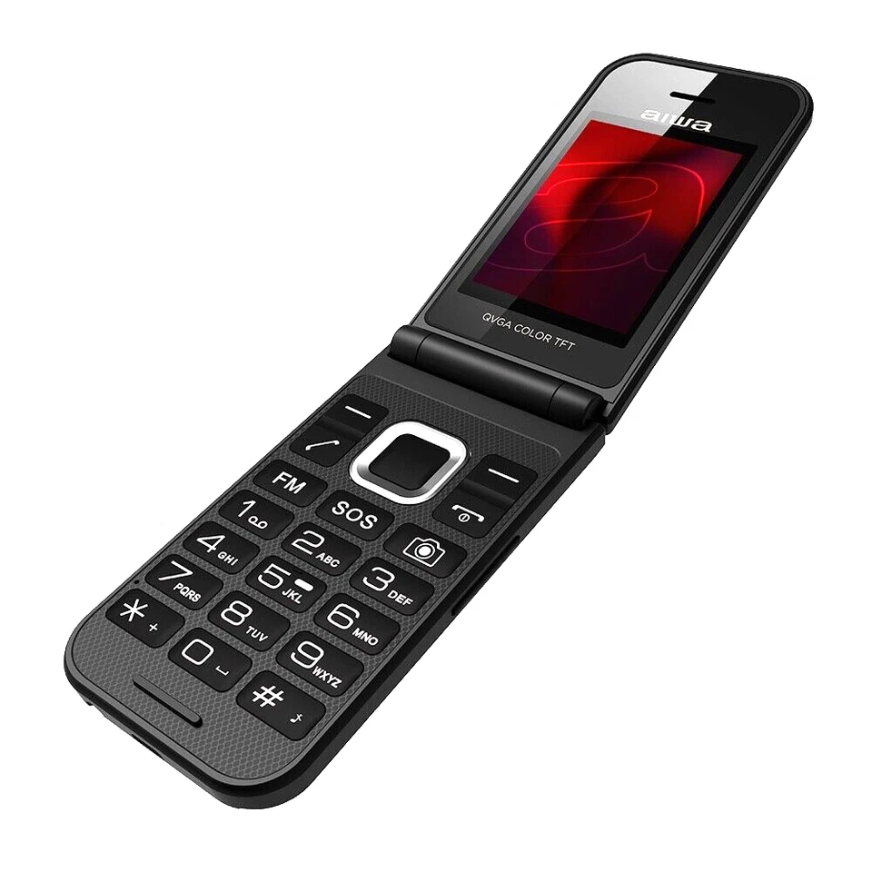 AIWA Telefono Cellulare Per Anziani Tasti Grandi SOS Telefono Anziani Flip Nero - Immagine 1 di 4
