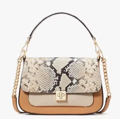 Bandolera Kate Spade Phoebe Serpiente Solapa Repujada KF550 Tiramisú Mousse Nueva con Etiquetas $399 Foto 1 de 4