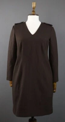 Vestido Burberry London marrón manga larga línea A cuello en V mujer talla 6 cuero trenzado Foto 1 de 4