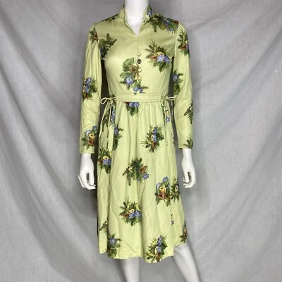 My Latest Leslie Fay 60s funky avocado green floral knee-length dress size Small - Image 1 of 4