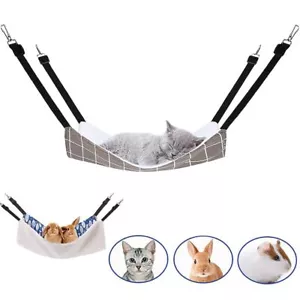 Cat Hanging Hammock Double-Sided Pet Cage Hammock Bed Resting Sleepy Pad Swing` - Picture 1 of 30