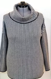 NEW $79.99 Calvin Klein Women Pullover Sweater Top Cozy Black/White Cowl Neck 2X - Picture 1 of 10