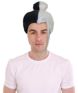 Adult Men’s Striking Black Anime Villain Wig With A Bun I Synthetic,  HM-1627 - Picture 1 of 9