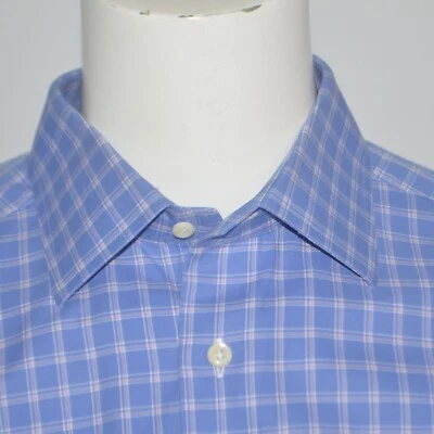 Camisa de Vestir DAVID DONAHUE Calce Clásico Azul Rosa Cuadros 100% Algodón 16.5 34/35 Foto 1 de 4