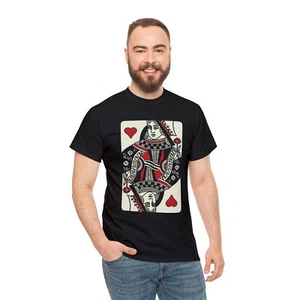 Queen of Hearts | Unisex | Algodón pesado | Camiseta | Corazón | Tarjeta de póquer | Amor - Imagen 1 de 37