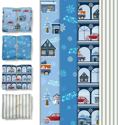 Christmas Tissue Paper, 24 Sheets Blue White Snowflake Christmas Wrapping Paper, - Image 1 of 4