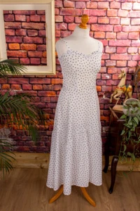 Vintage orig 70er Sommerkleid Kleid weiß Punkte Dalmatiner Rockabella Disco 38 - Bild 1 von 5