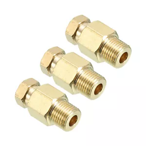 3Pcs Brass Tube Compression Fitting 6mm Tube OD 1/8 BSP Male Thread, Gold Tone - Picture 1 of 5