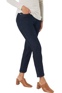 Isaac Mizrahi Live! Tall True Denim Straight Ankle Jeans w/ Slit Dark - Picture 1 of 1