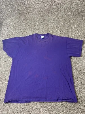 Vtg 80s 90s BIKE Purple T Shirt USA Blank Plain Single Stitch 100% Cotton XXL Foto 1 de 4