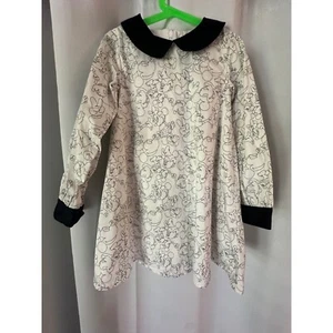 Disney Mickey Mouse Dress Peter Pan Collar Long Sleeve Black White Size 5/6 - Picture 1 of 5