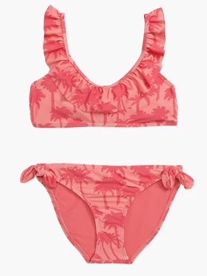 Traje de baño de dos piezas con estampado de volantes de palma rosa talla 10 O'Neill L107807 para niñas Foto 1 de 4