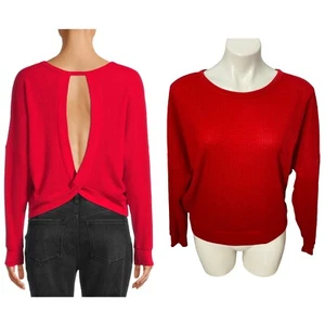 No Boundaries Top Womens XL Red Thermal Twisted Open Back Athleisure Yoga - Picture 1 of 9