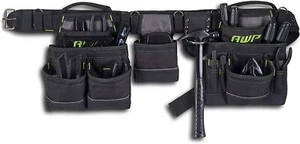 AWP General Construction Carpenter Tool Rig Padded Adjustable Tool Belt Black - Picture 1 of 7