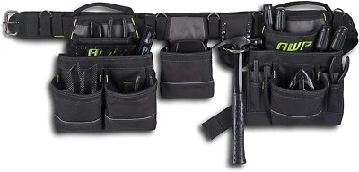 AWP General Construction Carpenter Tool Rig Padded Adjustable Tool Belt Black - Image 1 of 4