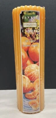Large Yankee Candle Pillar Tangerine 2.8 x 9 inch Ribbed NOS - Image 1 of 4