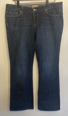 Anthropologie Paige Laurel Canyon Boot Cut Blue Dark Wash Jeans Size 32 - Image 1 of 4