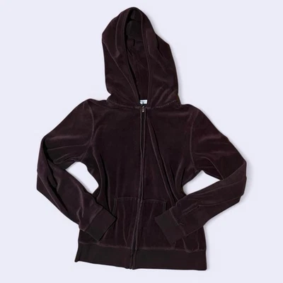 Juicy Couture Hoodie Jacket Chocolate Brown Full Zip Size M 90’s/Y2K Vintage - Image 1 of 4
