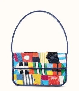 NWT Staud Tommy Sails Away Nautical  Glass Beaded Shoulder Bag Purse RARE! - Picture 1 of 4