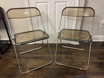 Vintage Plia 2 Folding Chrome Chairs By Giancarlo Piretti For Castelli 1970s - Image 1 of 4