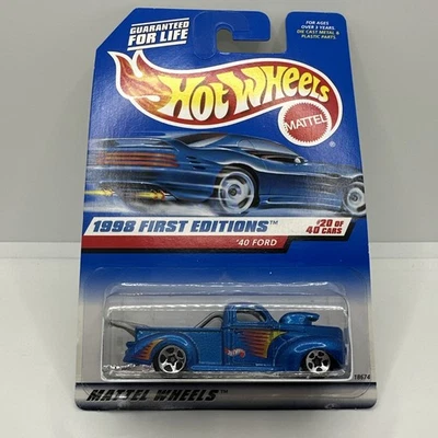 Hot Wheels 1998 #654 1998 First Editions 20/40 '40 Ford Blue - Image 1 of 3