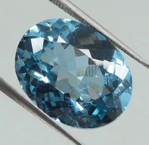 6.80 Ct Clean, Beautiful Natural Flawless Oval Cut Aquamarine -Brazil 12x9 MM. - Picture 1 of 6