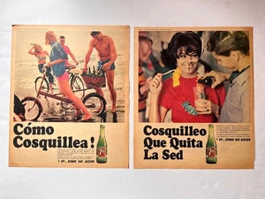 Vintage Mexican SEVEN UP 7UP Soda Adv 2 Dif Magazine Print Clippings from 1960's - Picture 1 of 4