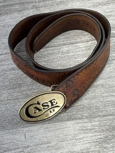 VTG Case XX Cutlery BBB Baron Buckle Brass 1978 EMBOSSED Leather Belt ADULT 40 - Picture 1 of 17